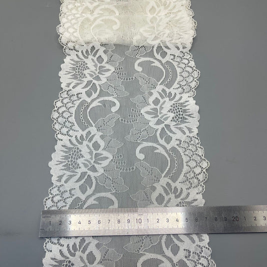 freedombeauty|17CM Wedding Dress Accessories White Elastic Lace Trim Hollow Design High-end Accessories