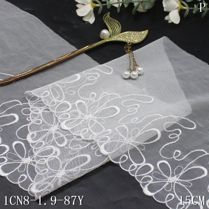 【1pack】-freedombeauty|Black and White Single Edge Fresh Butterfly Pattern Mesh Embroidery 14cm Clothing Home Textile Lace Trim DIY