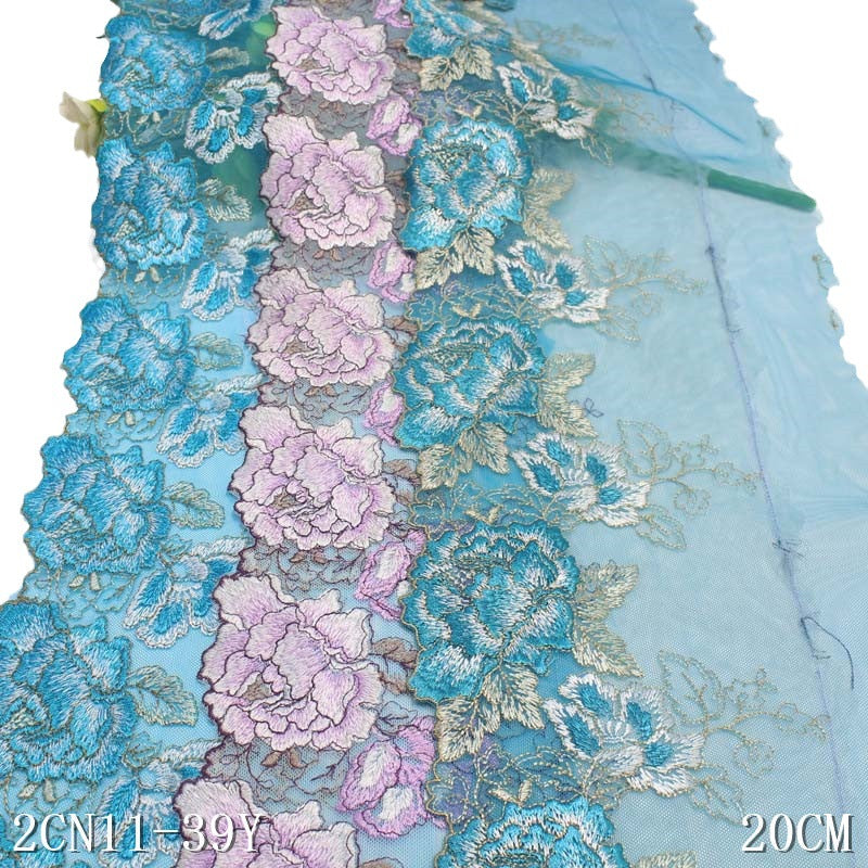 【1pack】-freedombeauty|Three-Color National Style Ancient Style Single-Sided Large Flower Embroidery Lace DIY Hanfu Performance Costume Lace Trim Accessories