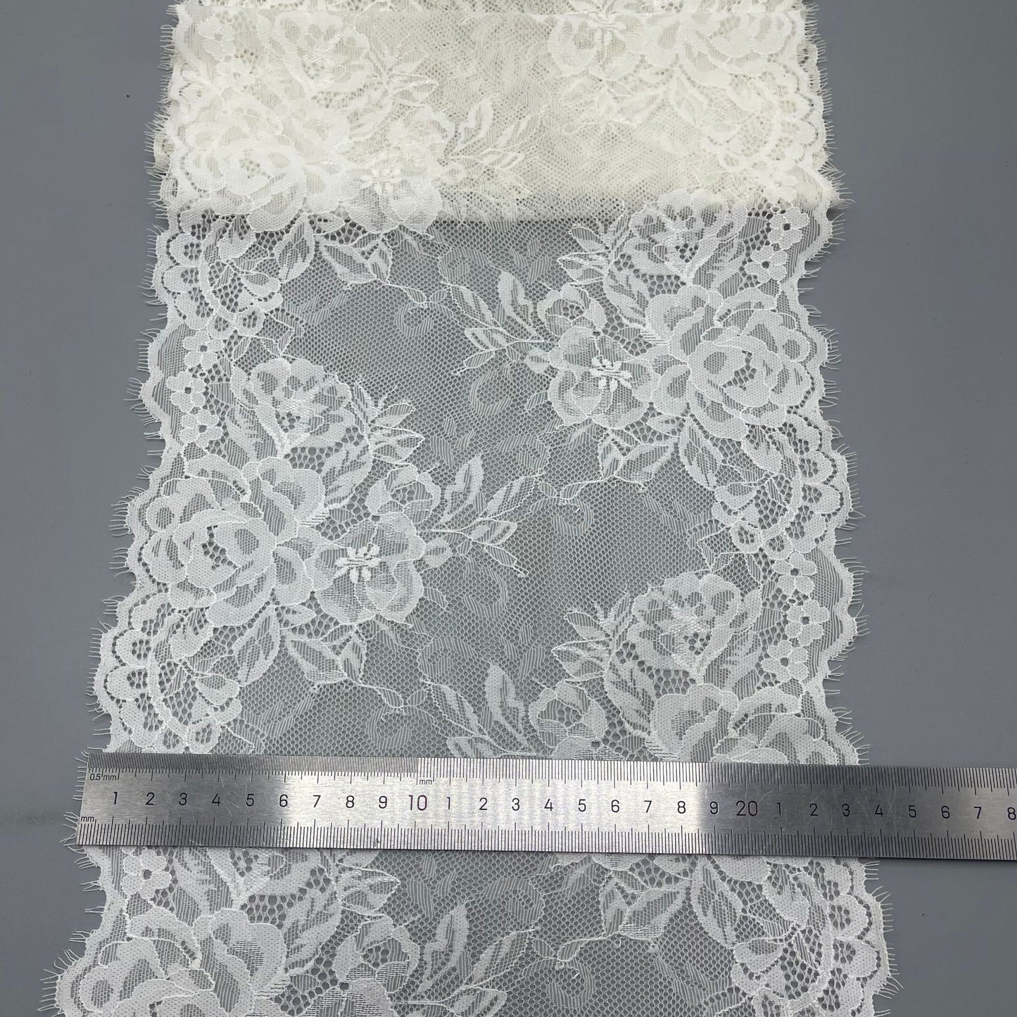 freedombeauty|23CM Elastic Eyelash Nylon Lace Trim Peony Hollow Lace DIY Wedding Dress Home Textile Accessories