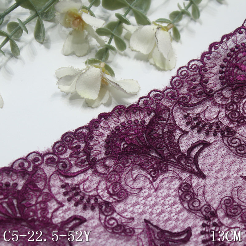 【1pack】-freedombeauty|Purple Lace Mesh Double-Sided Drum Pattern New Classical Embroidery Trim Textured Clothing Curtain Accessories