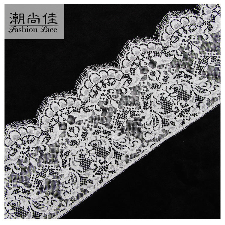 FREEDOMBEAUTY | Popular Women's Lace 20cm Exquisite Children's Lace Black and White Warp Knitted Nylon Eyelash Lace