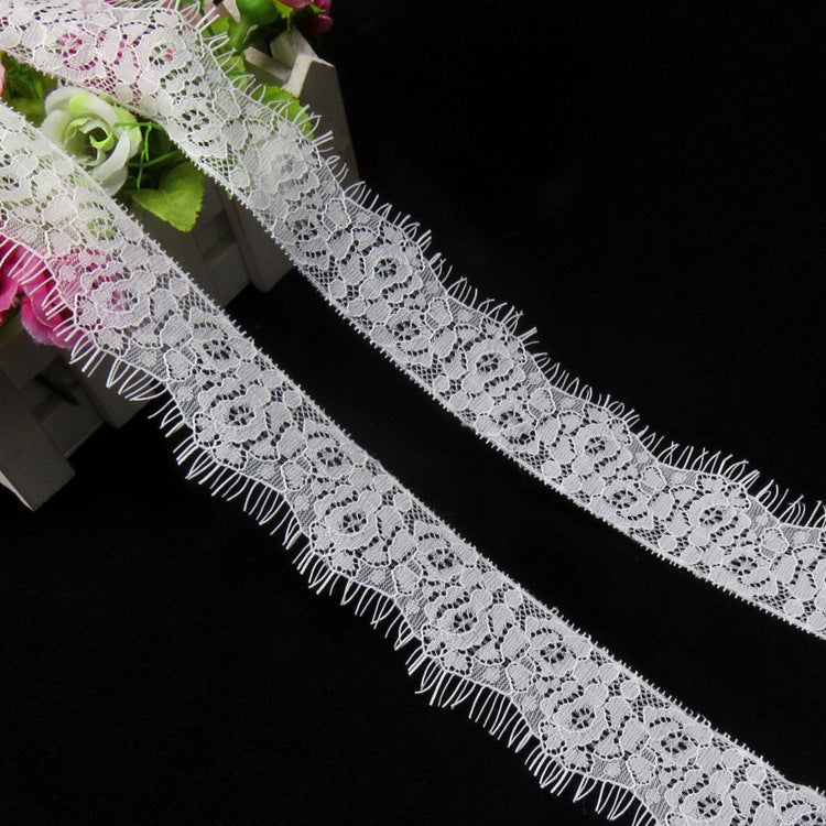 FREEDOMBEAUTY | Black and white floral lace clothing warp knitting accessories accessories 4cm new unilateral cuff collar splicing lace