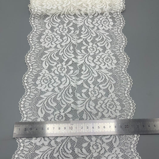 freedombeauty|21CM Hollow White Elastic Lace Trim Nylon Wedding Dress Accessories Decorative Lace DIY Making