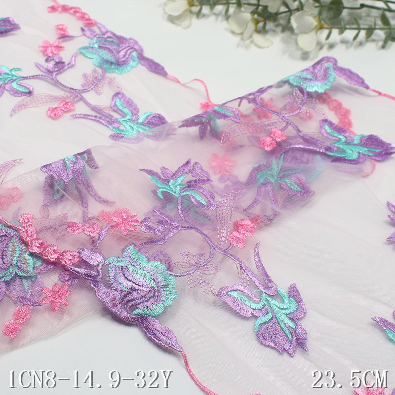 【1pack】-Freedombeauty | Two-Tone Bilateral Antique Exquisite Flower Embroidery Lace 23cm Curtain Sofa Cushion Lace Accessories