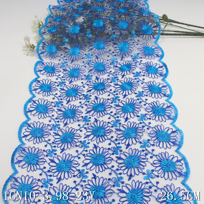 【1pack】-freedombeauty|White Mesh Full Vintage Floral Embroidery Trim Curtain Sofa Cushion 26cm Lace Trim Accessories