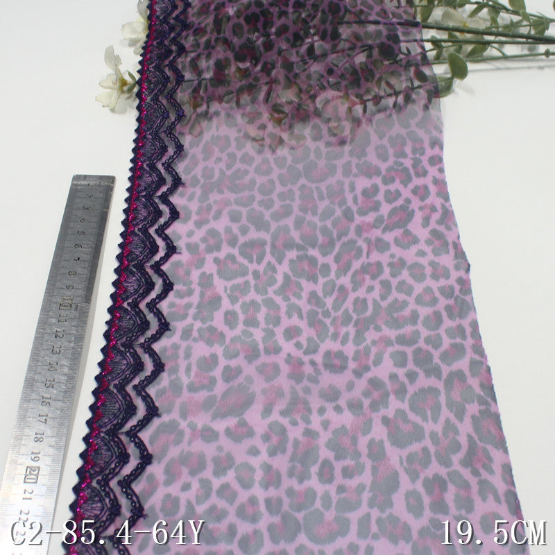 【1pack】-freedombeauty|Leopard Print Single Side Silver Thread Mesh Embroidery Trim 19cm Curtain Sofa Cushion Lace Trim Accessories