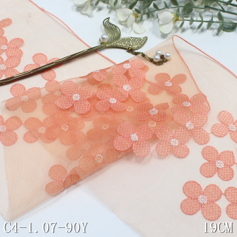 【1pack】-freedombeauty|Multicolor Mesh Fresh Flower Lightweight Embroidered Lace Trim 18cm Clothing Home Textile Lace Trim Accessories