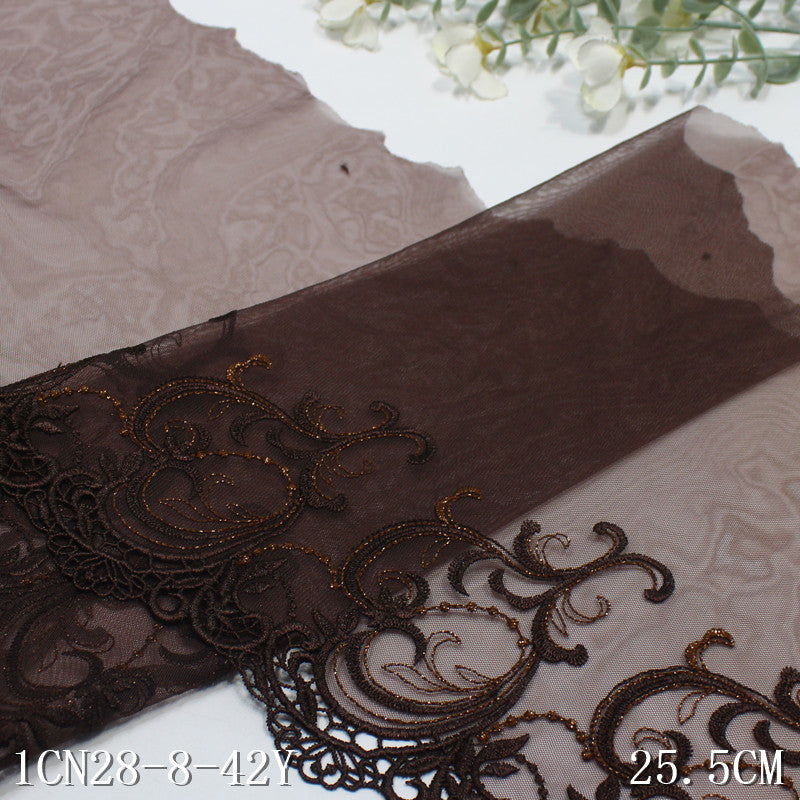 【1pack】-freedombeauty|Multicolor Silver Thread Ancient Style Water-Soluble Pattern Embroidery Lace Trim 17cm Clothing Home Textile Lace Trim DIY