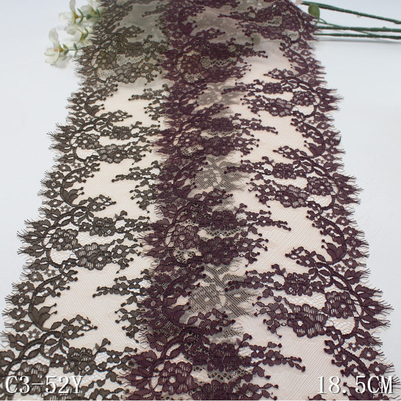 freedombeauty|Two-tone French Retro Asymmetric Flower Non-Elastic Eyelash 18cm Clothing Home Textile Lace Trim Accessories