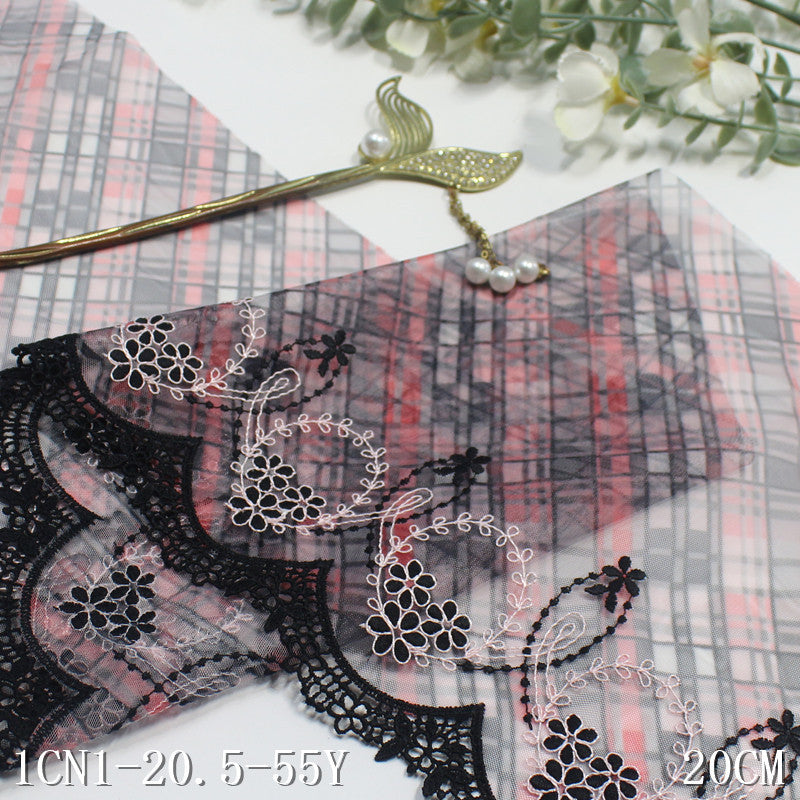 【1pack】-Freedombeauty | French Printing Unilateral Water Soluble Small Flower Mesh Embroidery 20cm Curtain Sofa Cushion Lace Accessories