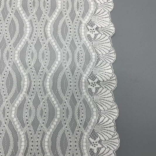 freedombeauty|22cm High-end White Stretch Lace Trim Nylon Hollow Lace Trim Wedding Dress Clothing Accessories Edging