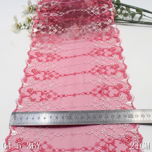 【1pack】-freedombeauty | Two-tone French Double-sided Heart Heart-shaped Floral Mesh Embroidery Trim Curtain Sofa Cushion Lace Trim Accessories