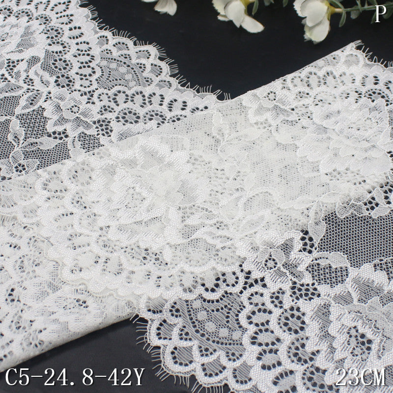 freedombeauty|Black and White Double Wave Romantic Hollow Flower Lightweight Elastic Eyelash Clothing Lingerie Lace Trim DIY