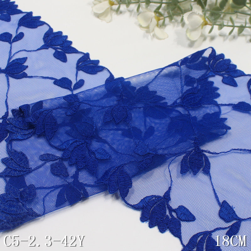 【1pack】-freedombeauty|Blue Diamond Mesh Double-Sided Flower Mesh Embroidery 18cm Curtain Sofa Cushion Lace Trim DIY
