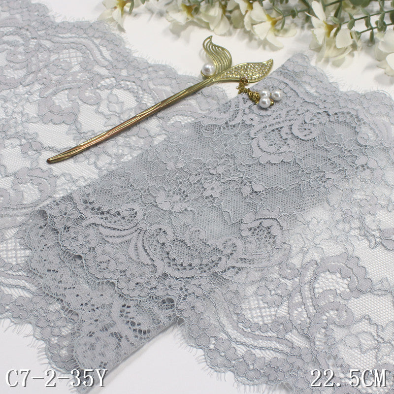 freedombeauty|Multicolor Double-Sided Wavy Thread Elastic Eyelash Lace Trim Performance Costume Curtain 22cm Lace Trim Accessories