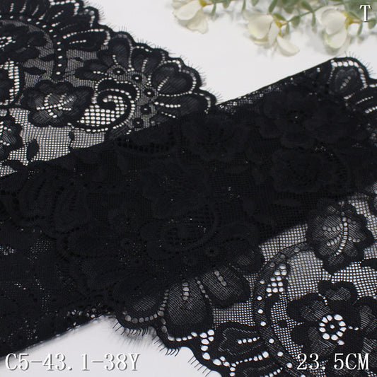 freedombeauty|Two-tone Double Wave Hollow Vintage Flower Elastic Eyelash Lace Trim Performance Costume Curtain Lace Trim Accessories