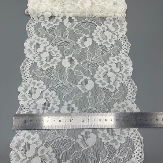 freedombeauty|22CM White Elastic Lace Trim Handmade Hollow Lace Wedding Dress Decoration Accessories Panty Lace