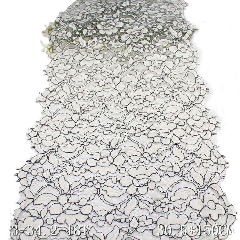 freedombeauty|Off-White Ribbed Full Wave Non-Elastic Eyelash Wide Lace Trim Performance Costume Curtain Lace Trim Accessories