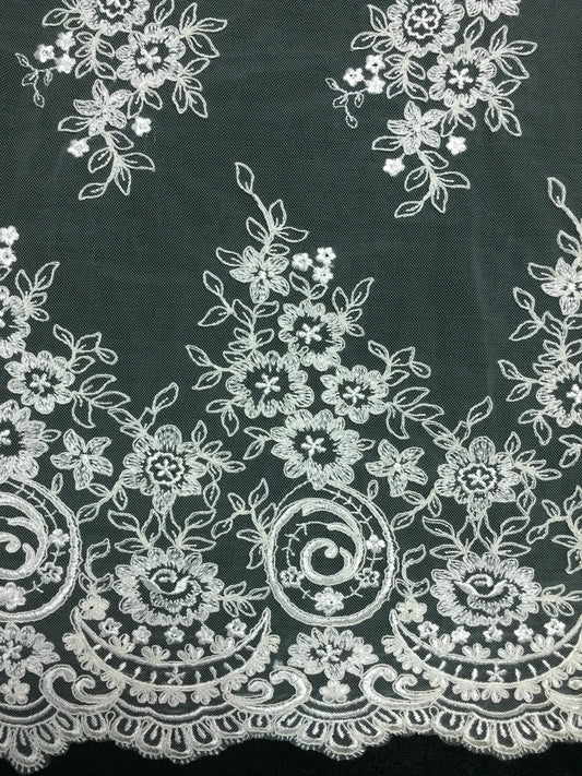 Freedombeauty | Supply Computer Embroidery Lace Fabric Veil Three-Dimensional Bone Thread Wedding Dress Accessories Can Be Beaded plus Sequin