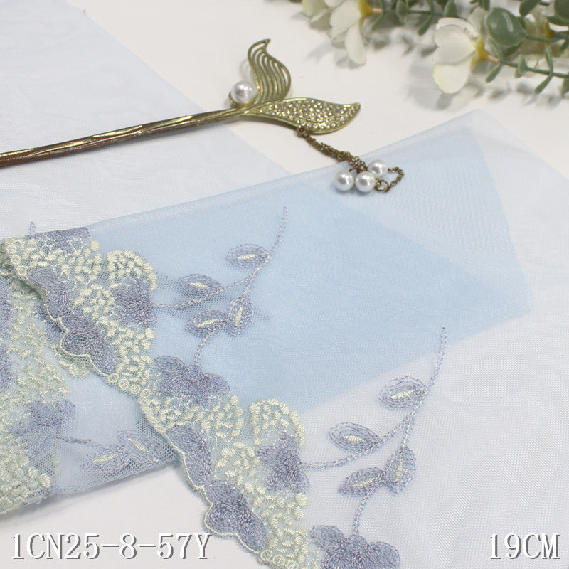 【1pack】-freedombeauty|Two-Color Mesh Single-Sided Pastoral Style Leaf Embroidery Lace Trim Curtain Sofa Cushion Lace Trim DIY Accessories