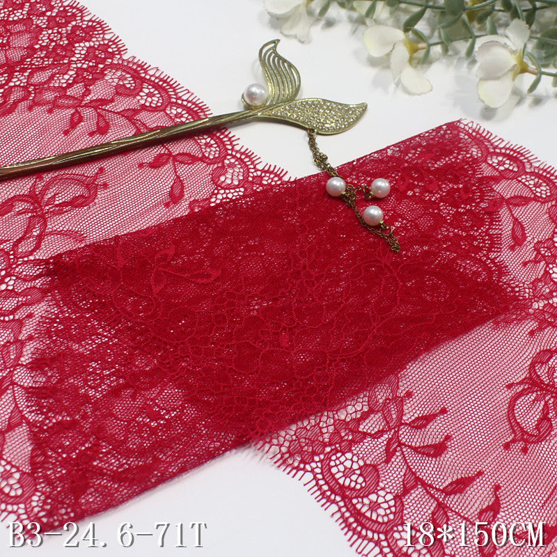 freedombeauty|Black and Red Double-Sided French Retro Floral Lightweight Non-Elastic Eyelash 17cm Clothing Lace Trim DIY