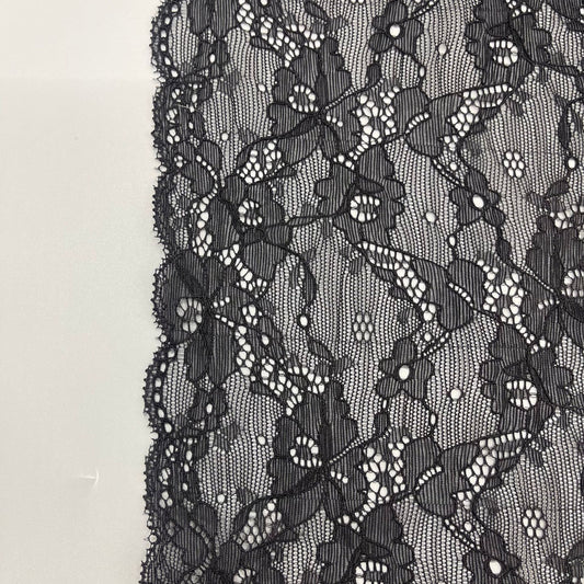 freedombeauty|17CM Black Lace Trim Fashionable High-Quality Large Lace Elastic Trim Clothing
