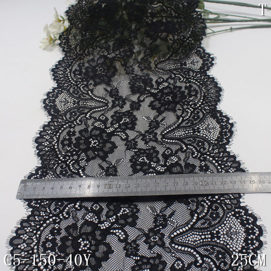 freedombeauty|Black Elastic Eyelash French Full Pattern Lace Trim Soft Sexy Lingerie DIY