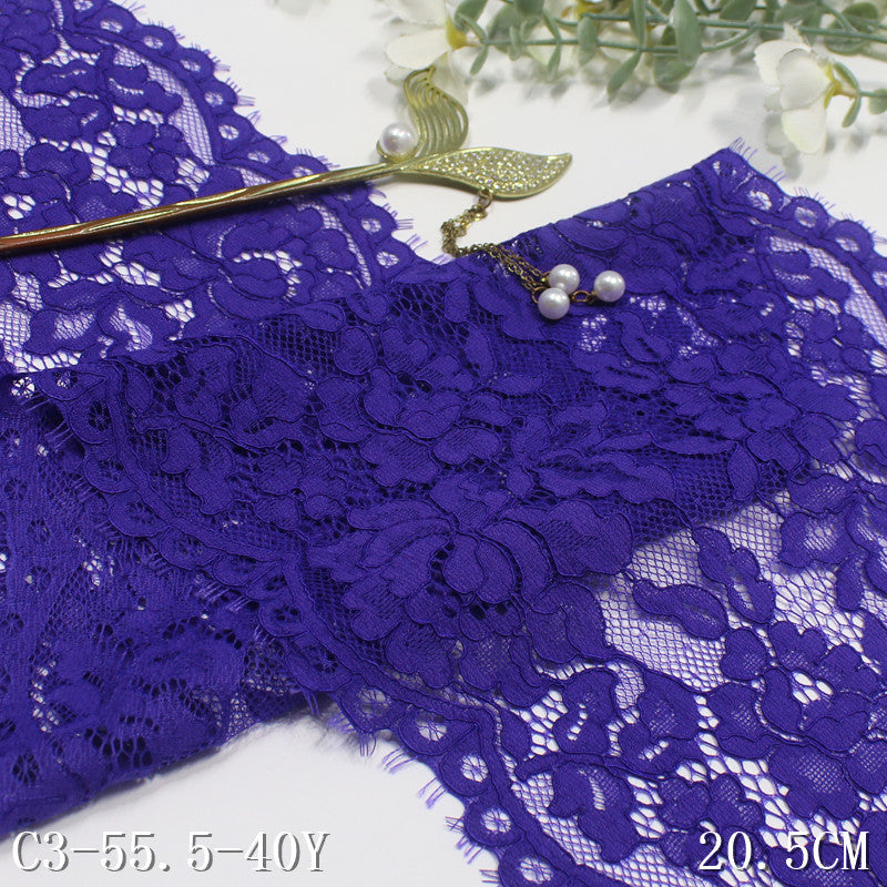 freedombeauty|Blue Double Wave Retro Strip Flower Non-Elastic Eyelash 20cm Clothing Home Textile Lace Trim DIY