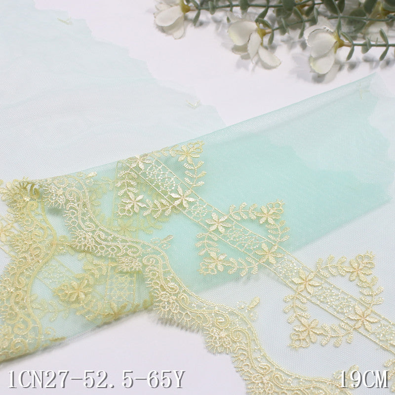 【1pack】-Freedombeauty | Unilateral French Exquisite Garland Mesh Embroidery Lace 19cm Curtain Sofa Cushion Lace Accessories