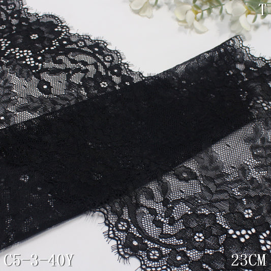 freedombeauty|Multicolor Double Wave Thread Full Pattern Flower Vine Elastic Eyelash Lace Vintage Lingerie Curtain Lace Trim