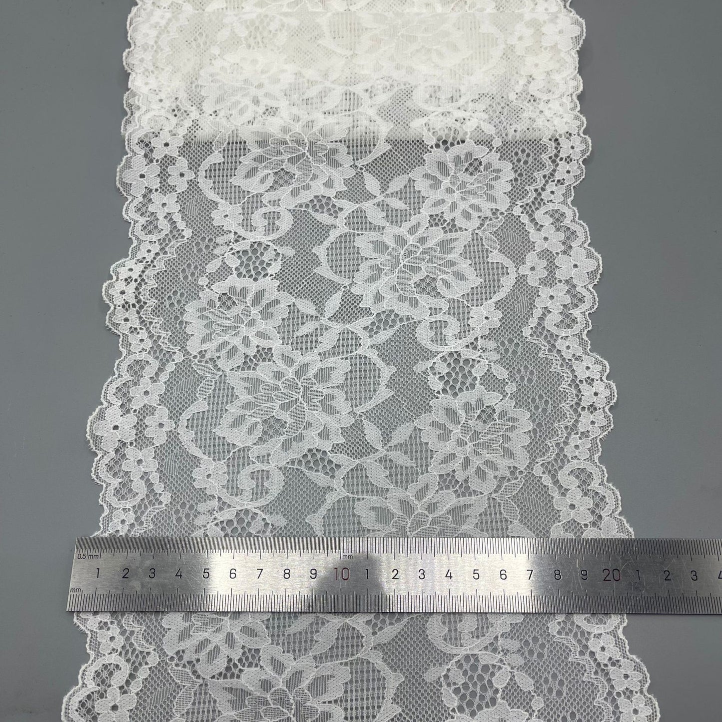 freedombeauty|21CM High-end White Stretch Lace Trim Nylon Hollow Lace Trim Wedding Dress Accessories Supply