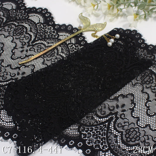freedombeauty|Multicolor Double Wave French Classical Pattern Elastic Eyelash 23cm Clothing Home Textile Lace Trim DIY