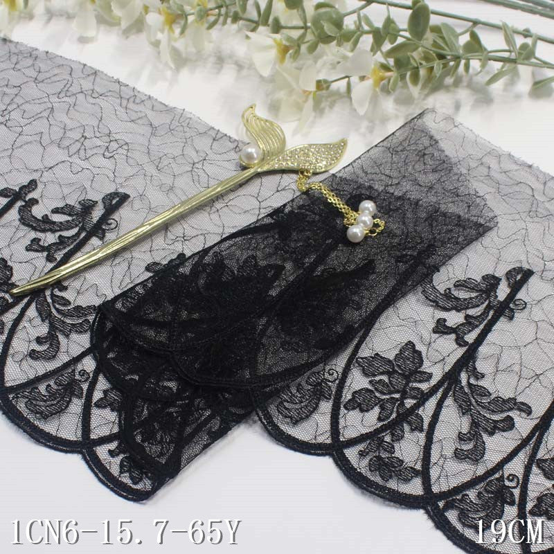 【1pack】-freedombeauty|Two-tone Single-sided Polyester Thread Vintage Vine Mesh Embroidery Lace Trim Lingerie Performance Costume Lace Trim Accessories