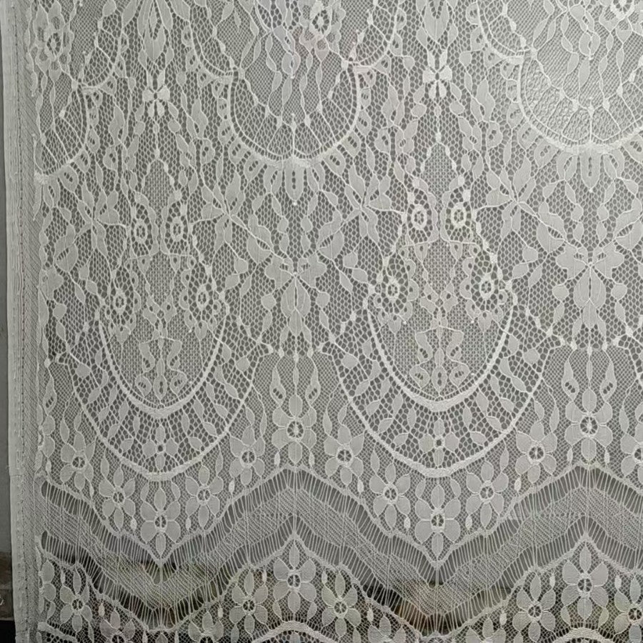 freedombeauty|Nylon Black White Apricot Non-Elastic Eyelash Fringe Lace Fabric Trim Clothing Accessories DIY Decoration