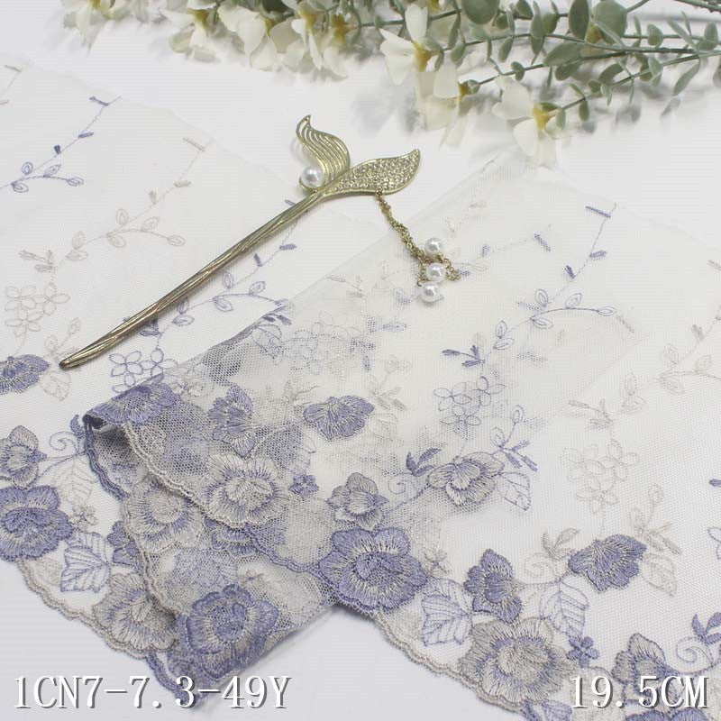 【1pack】-freedombeauty|White Mesh Vintage Single-Sided Flower Embroidery Lace DIY Lingerie Clothing Curtain Lace Trim Accessories