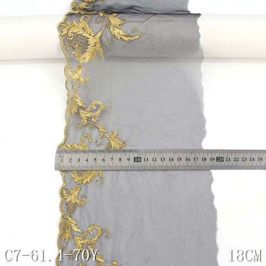 【1pack】-freedombeauty|In Stock Single Side Gold Floral Case 3D Embroidery Black Mesh Transparent Cheongsam Clothing Accessories Embroidery Lace