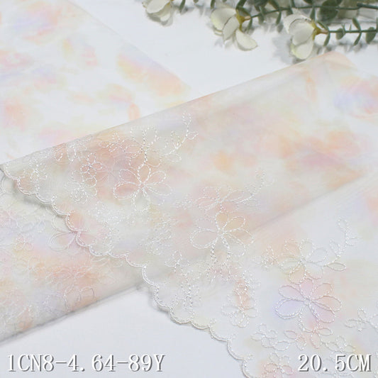 【1pack】-freedombeauty|Orange Floral Print Mesh Gentle Fresh Small Lace Embroidery Lightweight Lolita Skirt Edge Neckline Accessories DIY