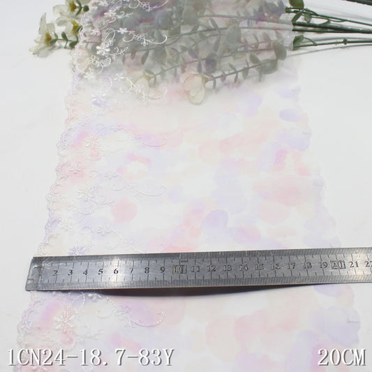 【1pack】-freedombeauty|Light Purple Pink Printed Mesh Dreamy Single Wave Pattern Embroidered Lace Lolita Skirt Edge Home Textile Accessories