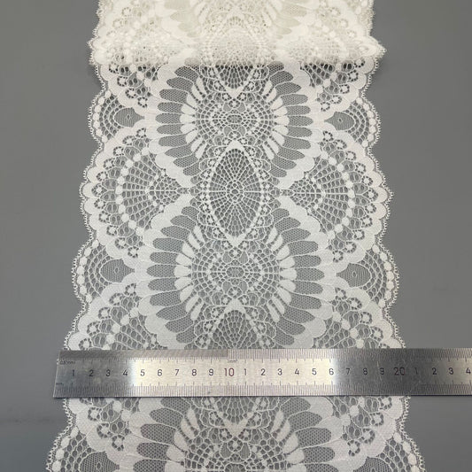 freedombeauty|20CM Elastic Lace Trim White Wedding Dress Hollow Lace Nylon DIY Clothing Accessories