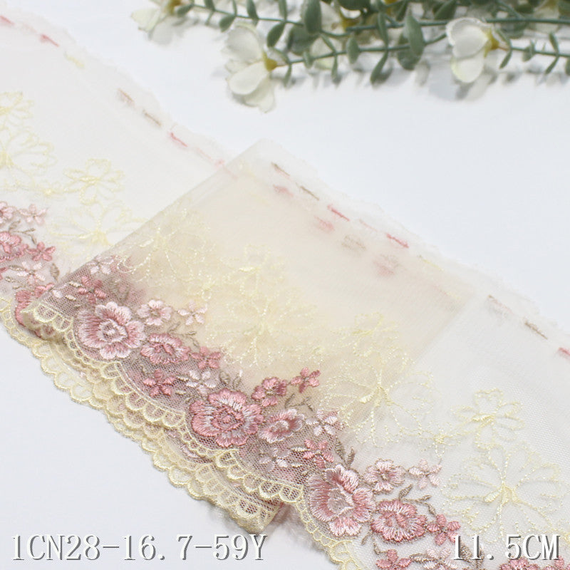 【1pack】-freedombeauty|Orange Mesh French Single-Sided Exquisite Flower Embroidery Trim Curtain Sofa Cushion Lace Trim Accessories