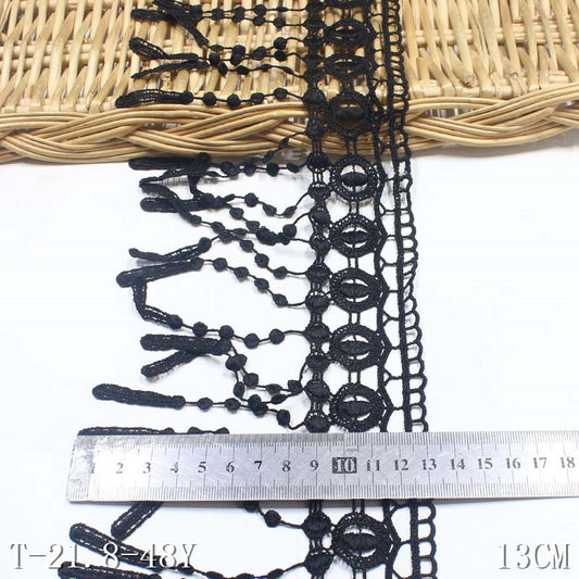 【1pack】-Freedombeauty | Two Colors Polyester Thread Fringe Pattern Water Soluble Lace Curtain DIY Accessories Decoration Clothing Accessories Lace