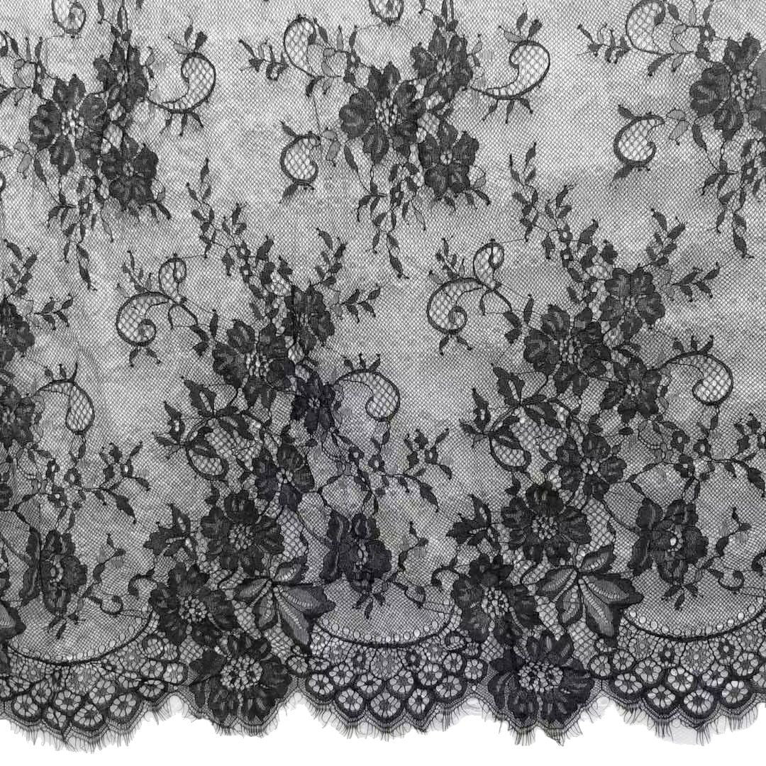 freedombeauty|Black and White Non-Elastic Eyelash Fringe Lace Trim for Clothing Accessories Decoration 3 Yards One Piece 150CM