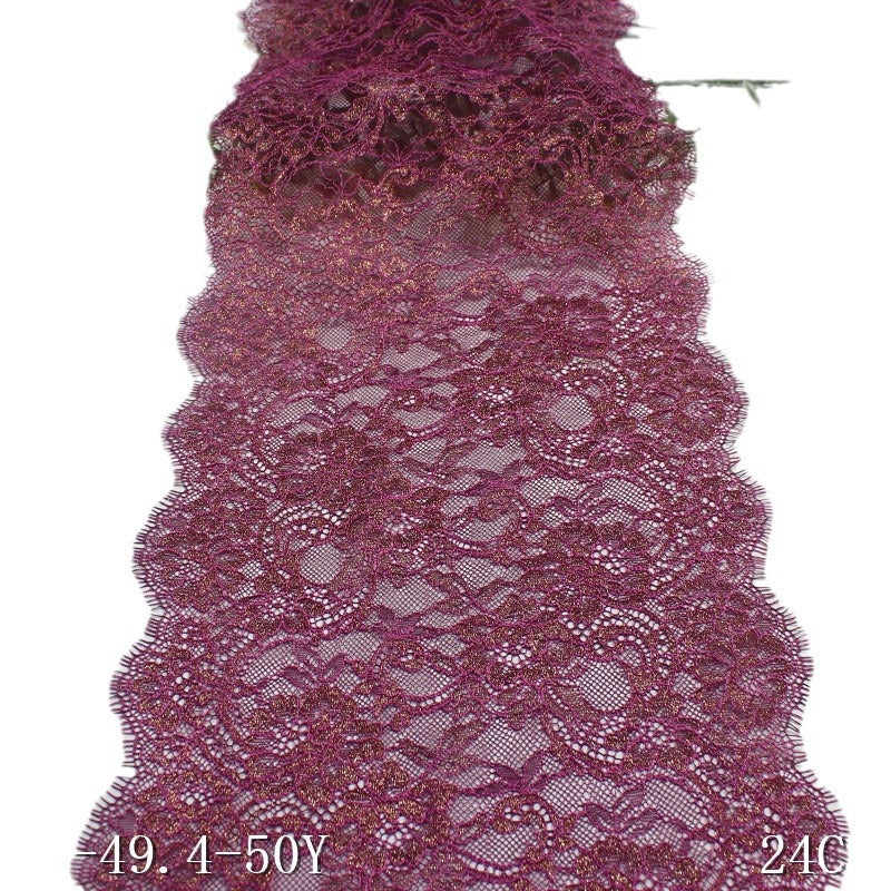 freedombeauty|Dark Purple Full Gold Foil Non-Elastic Eyelash Lace Trim Performance Costume Curtain 24cm Lace Trim Accessories