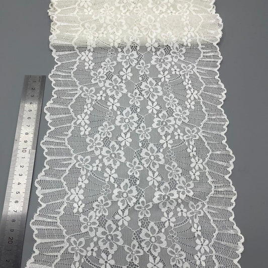 freedombeauty|18cm White Elastic Lace Trim Handmade Hollow Lace Wedding Dress Decoration Material Lace