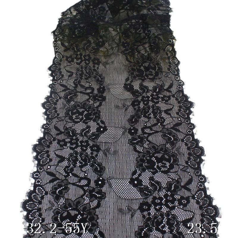 freedombeauty|Black Double-Sided Vintage Flower Lightweight Elastic Eyelash Lingerie Curtain Clothing Lace Trim DIY