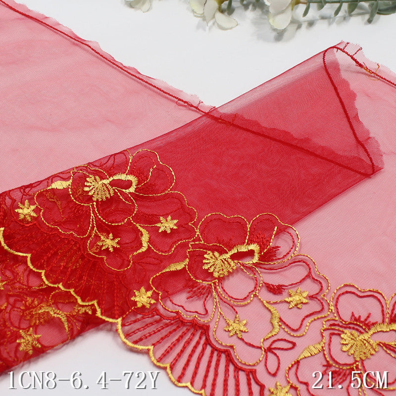 【1pack】-freedombeauty|2025 Spring Classic Multi-color Mesh Single-sided Embroidered Flower Crown Polyester Thread Lightweight Clothing Home Textile Accessories