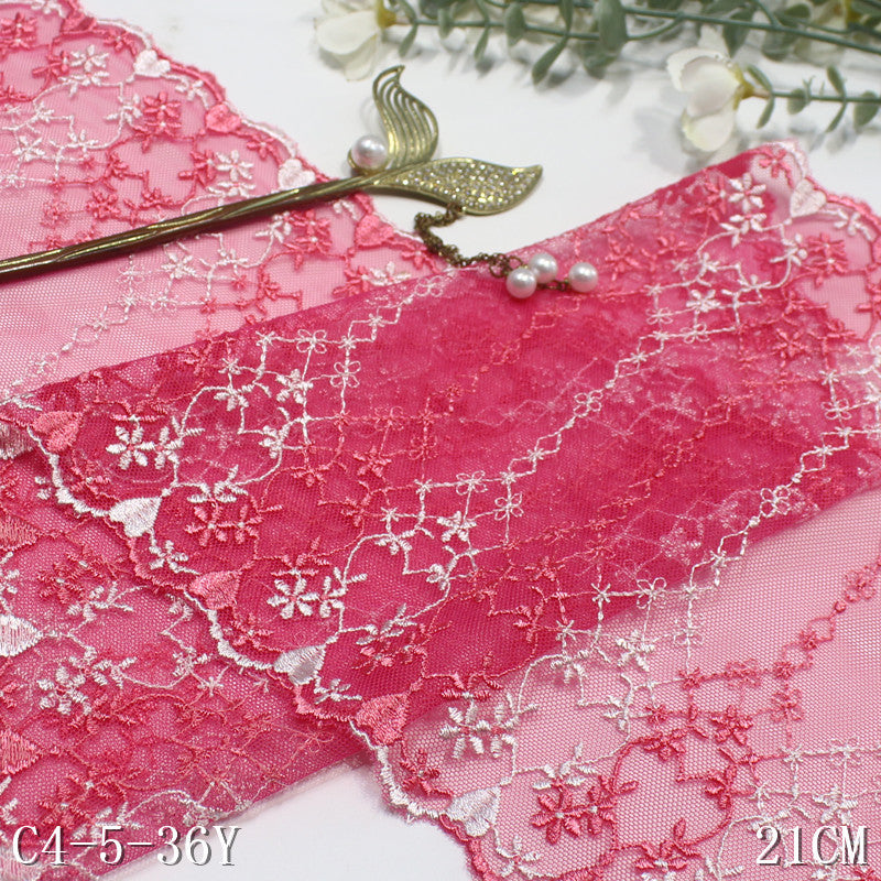 【1pack】-freedombeauty | Two-tone French Double-sided Heart Heart-shaped Floral Mesh Embroidery Trim Curtain Sofa Cushion Lace Trim Accessories