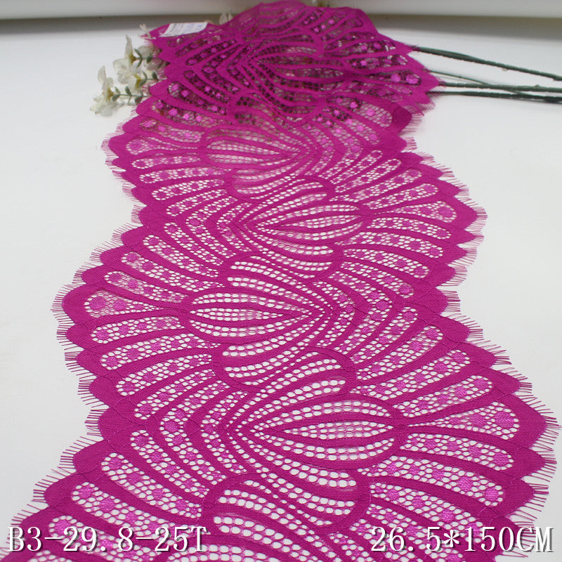 freedombeauty|Pink Double-Sided Folded Wave Classical Flower Stamen Non-Elastic Eyelash Clothing Home Textile Lace Trim Accessories