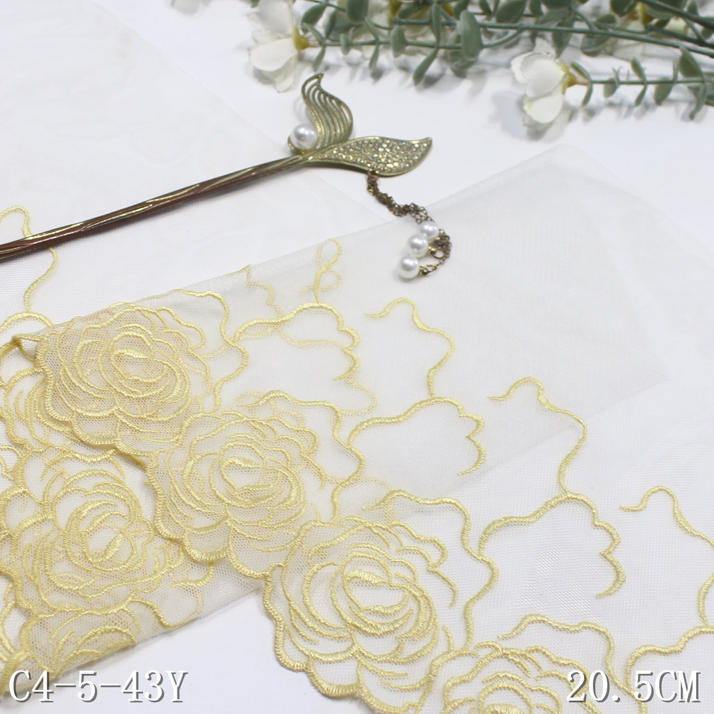 【1pack】-freedombeauty|Black and White Single-Sided Retro Rose Mesh Embroidery Lace 20cm Clothing Home Textile Lace Trim DIY